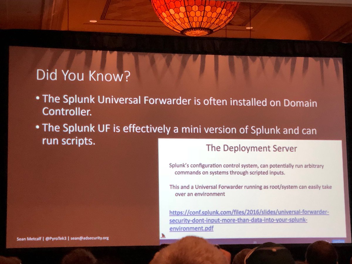 xme's tweet image. Using the Splunk Universal Fwd to compromise an AD ;) #DEFCON