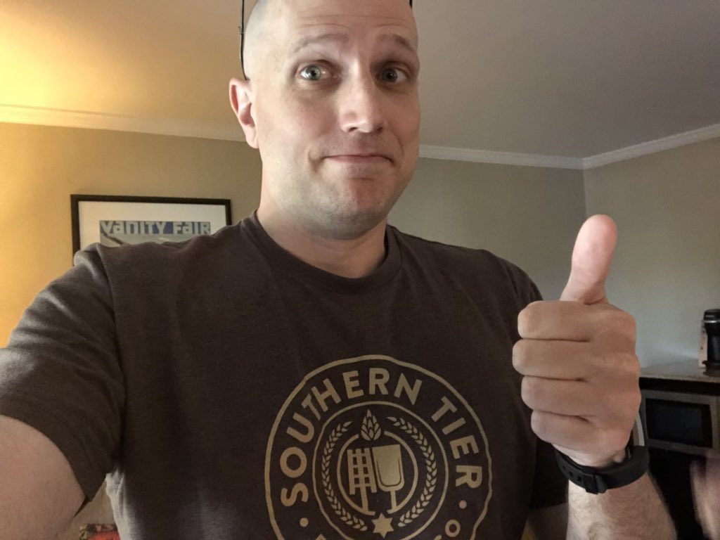 Landfall in Erie. Thanks to the teams at the Peek ‘n Peak Resort (pknpk.com), <a href="/stbcbeer/">Southern Tier Beer</a> &amp; <a href="/PSU_LakeErie/">Lake Erie Chapter</a> for the 👌 hospitality. I wore the right shirt for the occasion.

Promise to take as many Mike the Mailman pics as people want tonight.