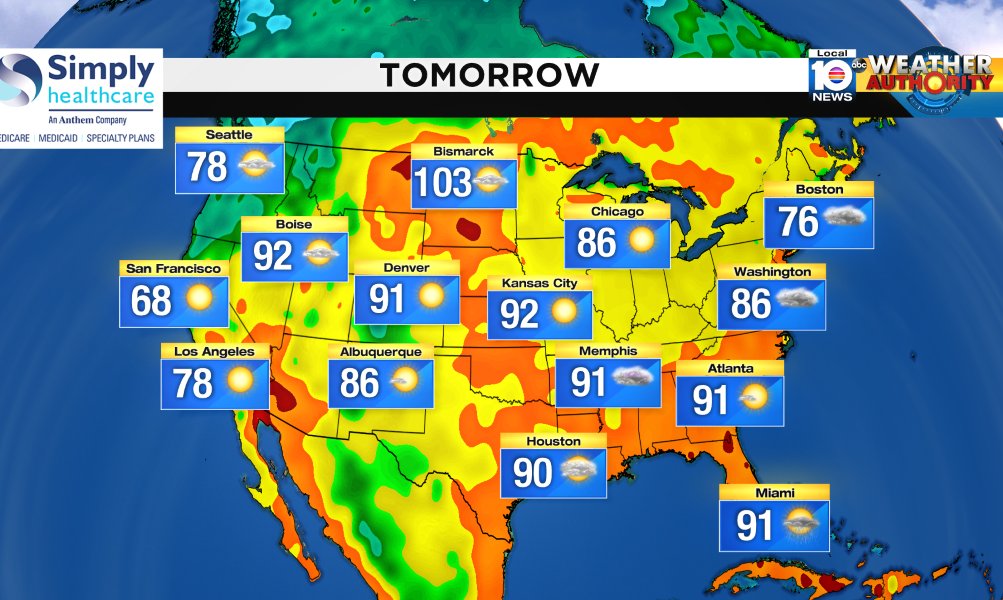 Here is the national forecast for tomorrow Presented by Simply Healthcare https://t.co/9vPQ6BtFXs