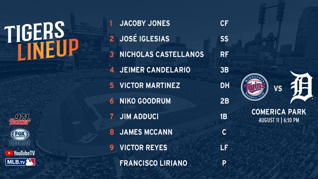 Here's how we're lining up for ¡Fiesta Tigres!   #DetroitSummers https://t.co/0dMLUPBA2K