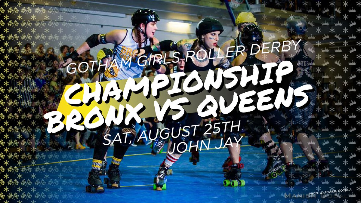 gothamderby's tweet photo. Two weeks until champs when #BronxGridlock & #QueensofPain battle for the championship title 🥇 on August 25. Who do you think will take home the #GoldenSkate? Reply with your favorite Bronx 🚕🏁💛 or Queens 👑👸🖤emojis! 🎟️https://t.co/laTuuHnrCN https://t.co/6kc0wEtTQl