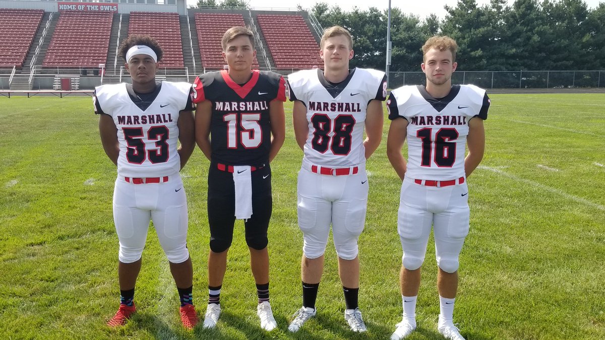 MHSOwlsFtball's tweet photo. Meet your 2018 Marahall Owls Team Captains, as voted on by their peers. Great choices made by our team. #AlliN #OwlPride https://t.co/P4V2LWsqiG