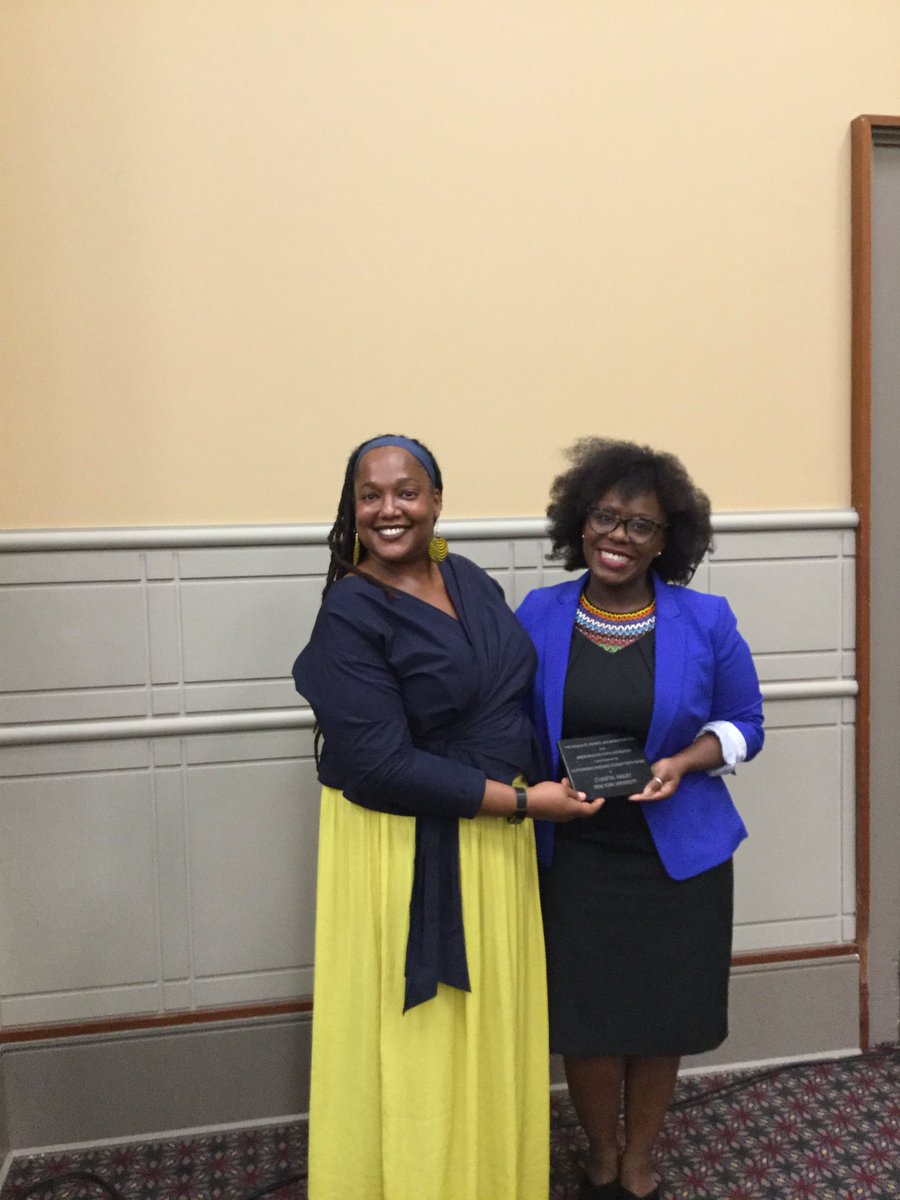 asa_ipm's tweet photo. Chantal Hailey, NYU, accepting the section award for best graduate student paper from IPM committee member Nina Johnson. Congratulations!  🎉#ASA18 #ASA2018 https://t.co/n6A3SYVfro