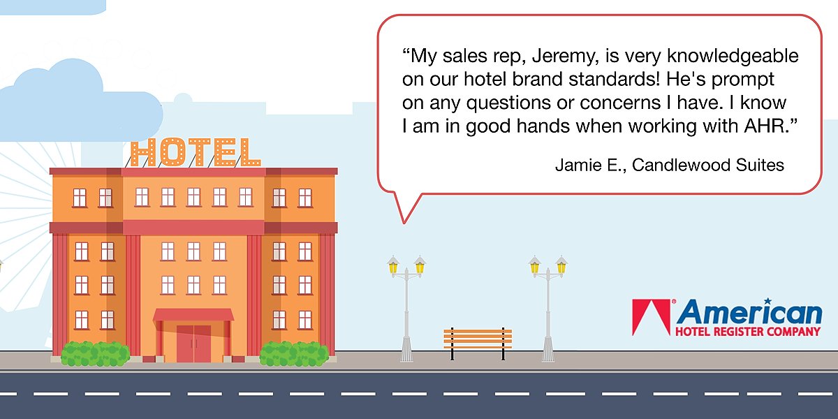 AmericanHotelHQ's tweet photo. Our reps know how to take care of their customers, but we agree - Jeremy is one of the best! Thanks for your continued partnership, Jamie!
#testimonial #customerservice #customerrep https://t.co/5K9VHmDL6w