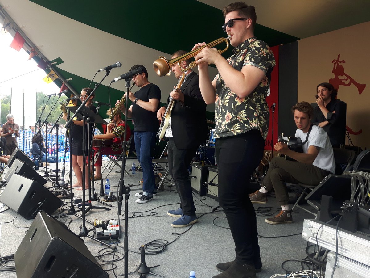 Some very fine #yegmusic artists backing up <a href="/dana_wylie/">Dana Wylie</a> on the <a href="/SchoolofSong/">School of Song</a> stage #efmf2018