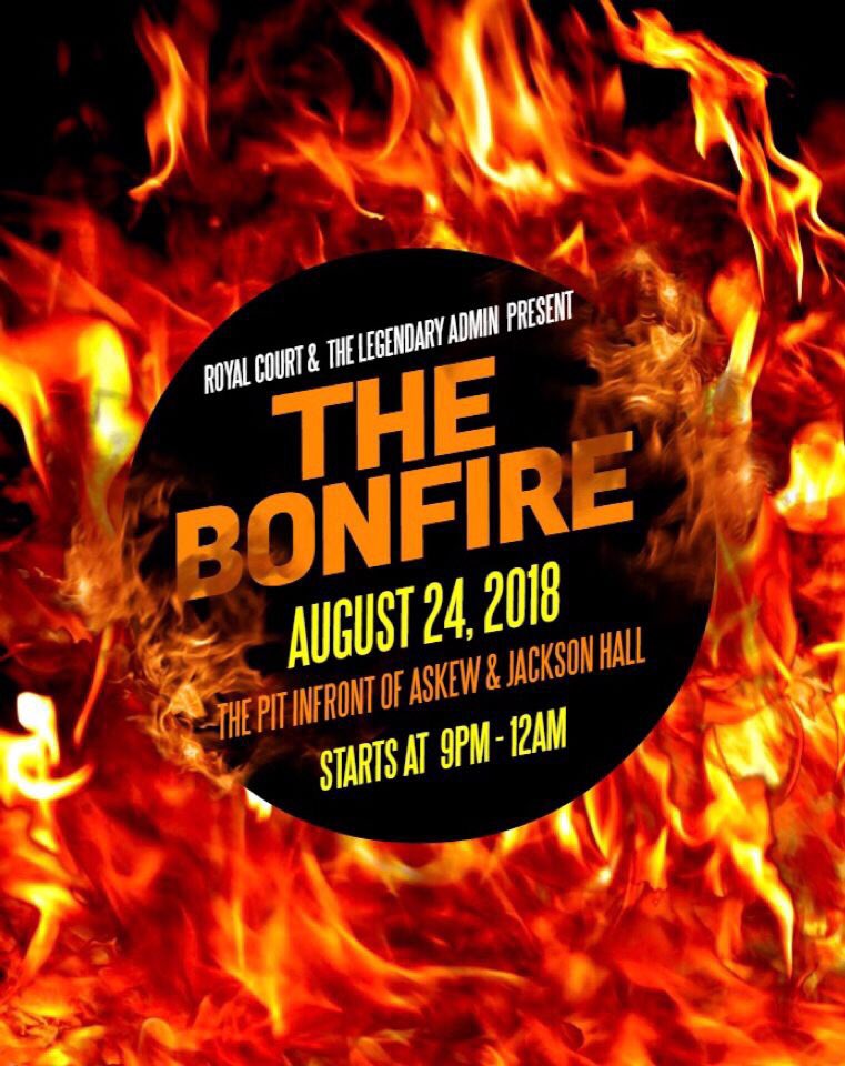 wilberforce_sga's tweet photo. Itโs about to get hot around the WU!
Joint the Royal Court and the #LegendaryAdmin for the Bonfire August 24th at 9pm. You donโt want to miss this ๐ฅ https://t.co/4aOWP4pJ5G