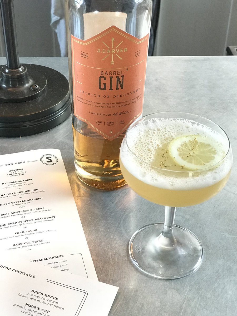 gina_holman's tweet photo. J. Carver Barrel Gin Bees Knees for the win! @JCarverSpirits @spoonandstable 🐝 ❤️ DELICIOUS!!! #mnmade #spoonandstable #jcarverdistillery #spiritsofdiscovery 🙏❤️ https://t.co/md4mFI7aqs