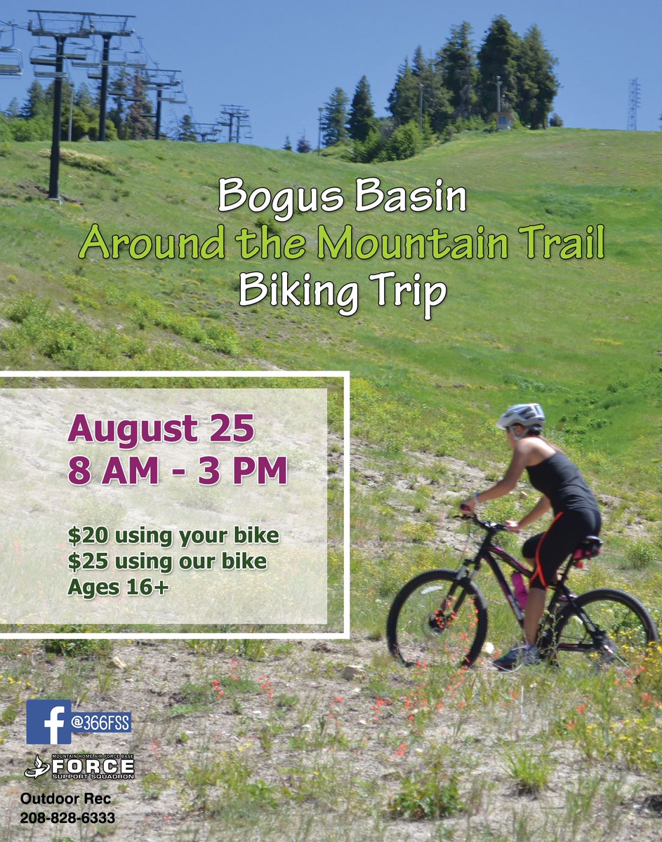 366FSS's tweet photo. Saturday, August 25 from 8 AM - 3 PM, unwind as we bike “Around the Mountain” trail at Bogus Basin. This trip is open to ages 16 and over and cost $20 using your own bike or $25 using one of ODR’s bikes. https://t.co/HcYvmQqZKP