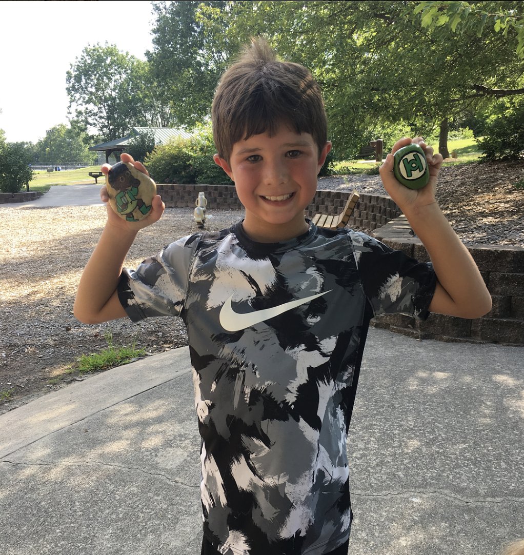 dbrl's tweet photo. For #summerreading, staff &amp; volunteers painted 500+ rocks with literary themes &amp; characters for patrons to hide, find and turn in for a reward all summer long. The participation was overwhelming! Thanks to all who joined in the fun! #DBRLRocks #LibrariesRock #COMORocks https://t.co/Pf7pXj6JXh