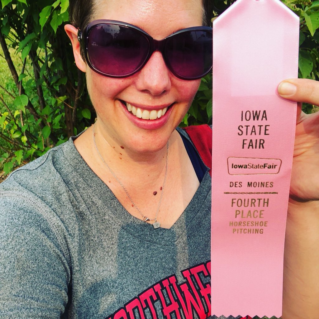 saradawn226's tweet photo. I won my first competitive #horseshoe pitching match at the #IowaStateFair! I lost the next three and ended up in fourth place overall, but I totally have a new obsession. #IowaStateFairMoments #ISF2018 https://t.co/S1UOwQhO24