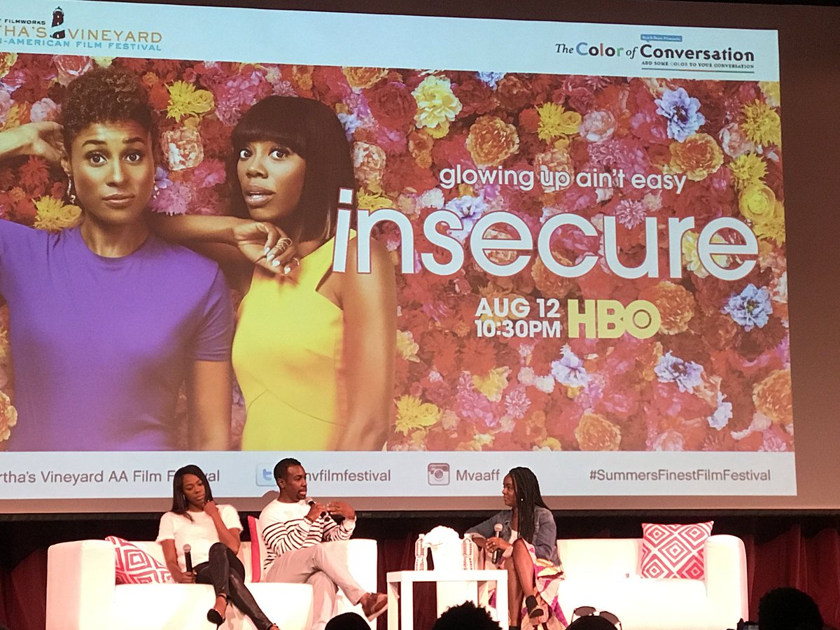 ShaunaReporter's tweet image. Q&amp;amp;A with @The_A_Prentice and @YvonneOrji of @insecurehbo, moderated by @MrsJessCC at @mvfilmfestival. Season 3 is STILL peak relatable. #SummersFinestFilmFestival #MVAAFF