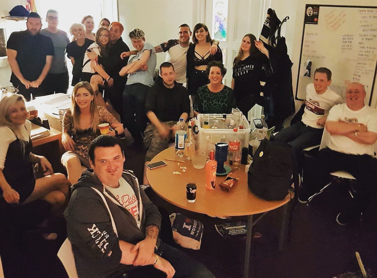 belfastpride's tweet photo. It was this time one week ago today that most of Team Pride finally got off duty after an epic Belfast Pride. A moment of celebration and relief after a great team and community effort! #ComeOutforChange #bproud2018 https://t.co/Wf7KAFYpGP
