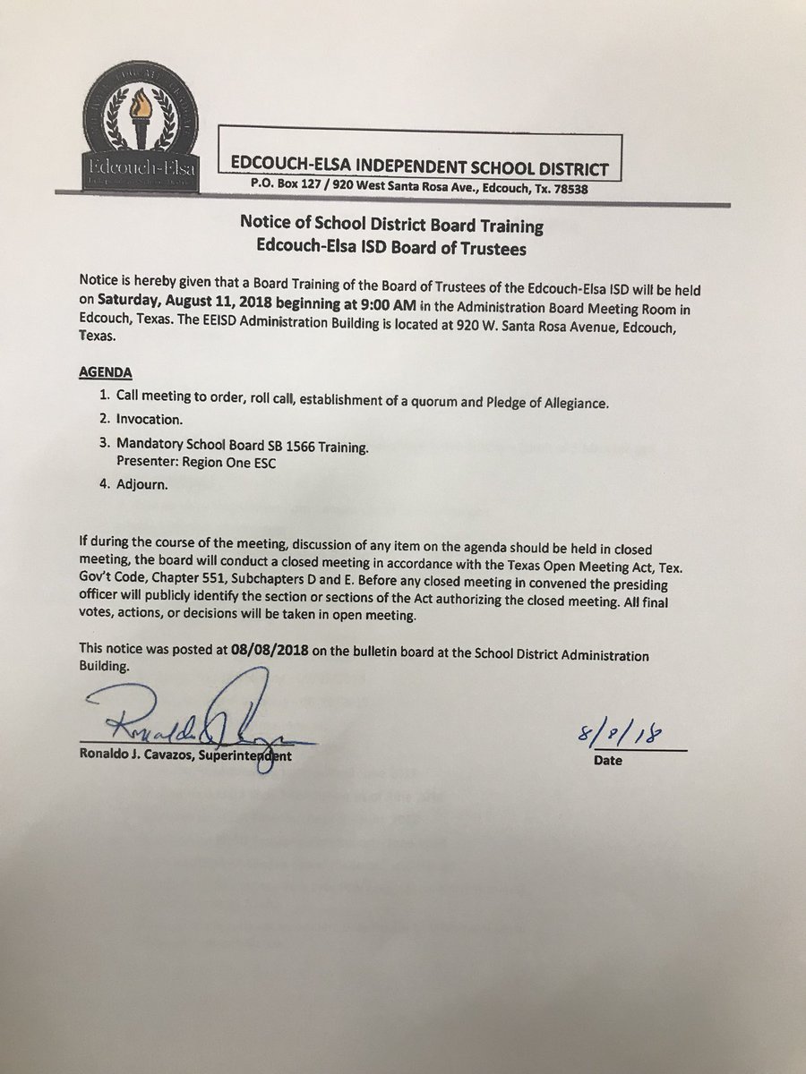 Another great session of SB1566 Evaluating and Improving Student Outcomes with Edcouch Elsa ISD Board of Trustees and  Superintendent Ronaldo Cavazos. <a href="/DrTonyLara/">Dr. Tony Lara</a> #sb1566