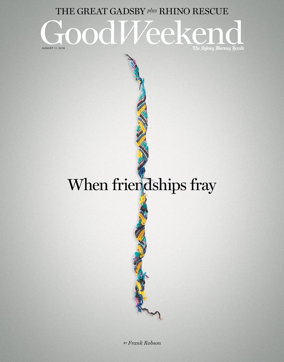 The cover to Frank Robson's story on fraying friendships in Good Weekend. A story that asks the question what are we without friends? And why is keeping them is challenging as we age? smh.com.au/lifestyle/life… <a href="/smh/">The Sydney Morning Herald</a> <a href="/brisbanetimes/">Brisbane Times</a> <a href="/WAtoday/">WAtoday</a>  <a href="/canberratimes/">Canberra Times</a>