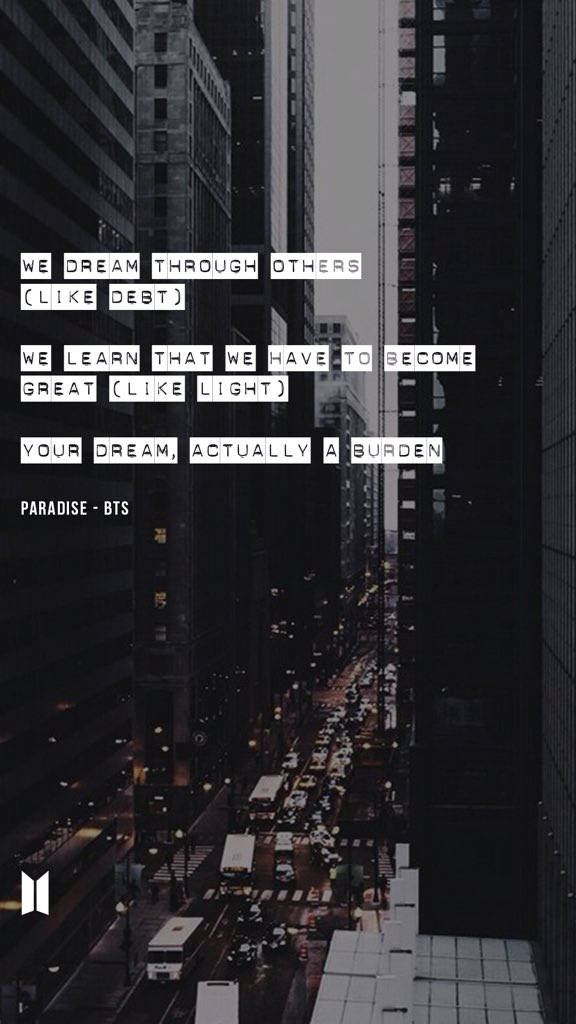 BTS Paradise Lyrics, Beautiful Quote, Wall Art