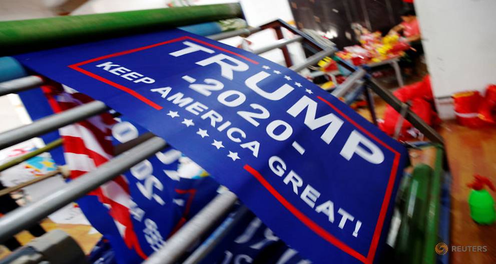 realDonaldTrFan's tweet image. Jiahao Flag Factory workers in China are making MY 90,000 new campane banners &amp;amp; american flags (on the floor in the pic)! Chinese work HARD! Unlike (lazy) US workers! BTW I made sure My tarifs WON'T affect Trump products since that would cost ME money! SMART! #MAGA #SundayMorning