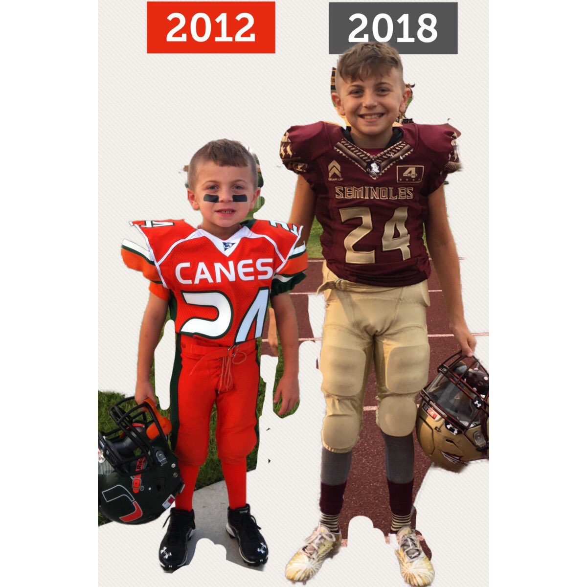 First day of first football season to the first day of his last football season. Elvis is #24 on the field and #1 in my heart. #noles18 #deerparknoles #seminole #seniorfootball