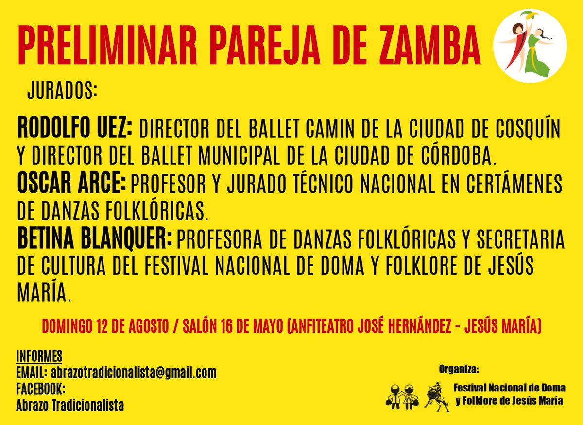 AnfiteatroJM's tweet photo. Mañana, el salón 16 de mayo del @AnfiteatroJM será sede de la preliminar de pareja de zamba tradicional. 
Es una instancia previa al "Abrazo Tradicionalista" en donde bailarines de diferentes puntos de Córdoba se disputarán para quedar entre los 3 mejores de su categoría. https://t.co/i3RSg8Ur3J