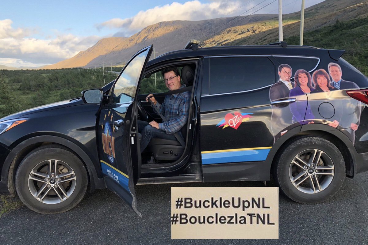 Happy to accept the @RCMPNL #MySeatbeltIsFastened challenge ... from the base of the Tablelands on the beautiful Northern Peninsula. #BuckleUpNL. #nltraffic