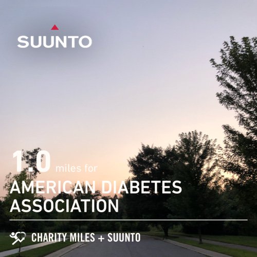 GunthorTM's tweet photo. 1.0 @CharityMiles 4 @AmDiabetesAssn. Thanks to @Suunto for sponsoring me! #MeetYourBetterSelf #sub30club #RunJunkEes evening walk w/Kerry https://t.co/Khu1TrSoxE