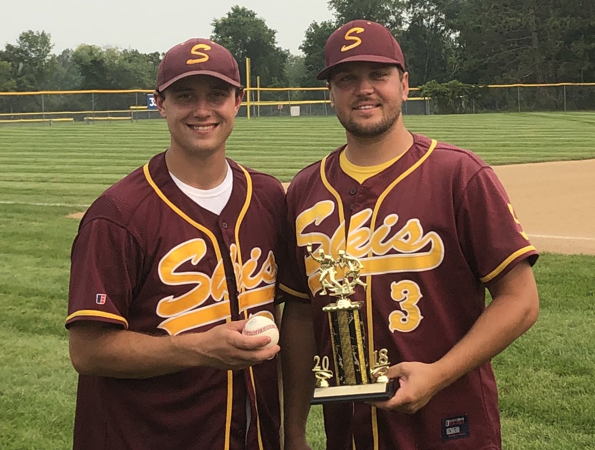 victoryleaguebb's tweet image. It was an easy choice for this years Region 8C MVP.  The @SobieskiSkis 2 dominant pitchers Tyler Jendro &amp;amp; Jack Hegarty share the honor.  Jendro goes 2-0 14IP 2r 10h 12k 1bb. Hegarty 2-0 17IP 1r 5h 25k 2bb 1hp.  Congrats guys!
