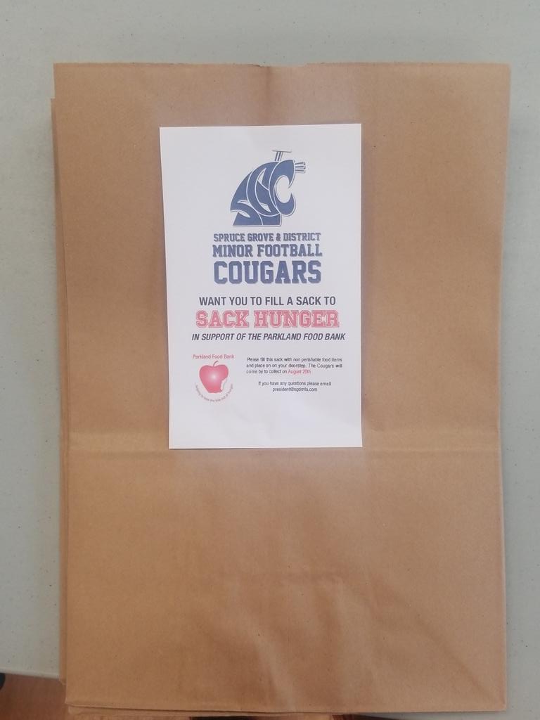 sgdmfa's tweet image. These will be everywhere on August 15th. Please fill these up for @ParklndFoodBank and the Cougar players will be around on August 20th to pick up the full bags!