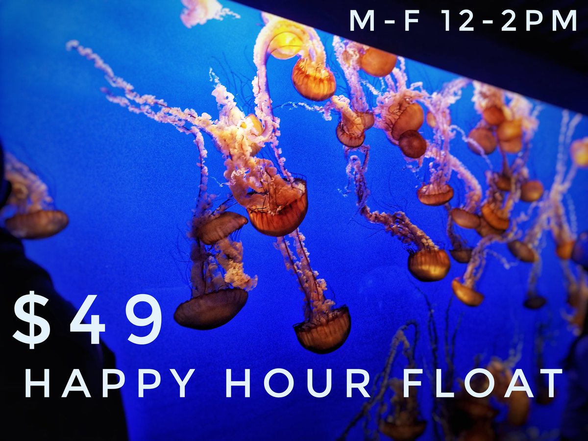 enlightenfloat's tweet image. Feeling jelly? Now at Enlighten Float we are offering a 60 minute float for $49 when you come in anywhere between Monday through Friday from 12:00 - 2:30 PM! Don&apos;t miss out on this amazing experience! 

#enlightenfloat #happyhour #jellyfish #meditation #relaxation #healing