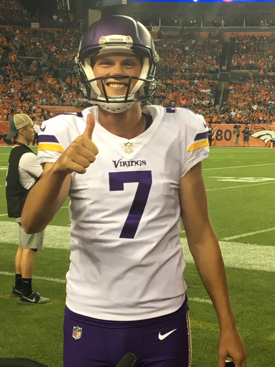 gregcoleman8's tweet photo. ⁦@DanielCarlson38⁩  the rookie is thumbs up and all smiles after hitting a 57 yd FG against Denver, the longest of his career.  The kicking battle is far from over but 57 yds doesn’t hurt. https://t.co/DTkfK3inSl