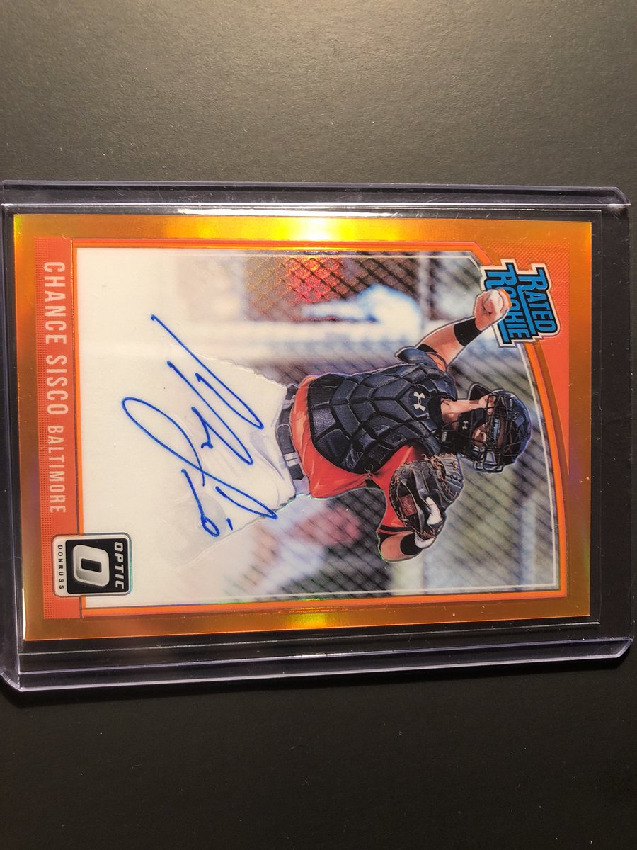 Zyoung420's tweet image. Ending #NationalBaseballCardDay out with a giveaway!!! All you do is have to RT and follow!! To win a 2018 Donruss Optic Bronze Chance Sisco Auto! Winner will be picked at 1pm est on Sunday!! Thanks all 🙏🤙 #collect #thehobby