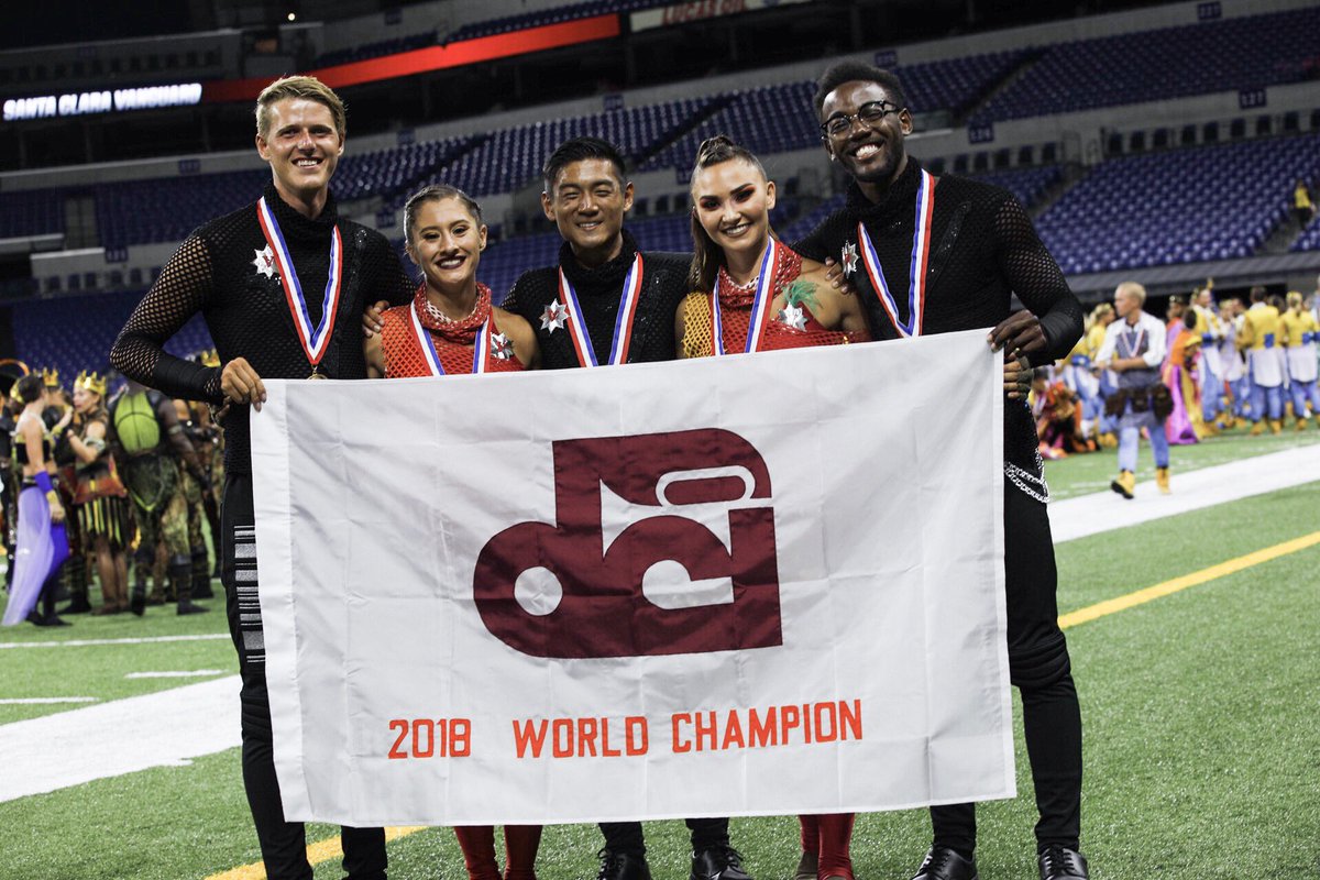 scvanguard's tweet image. In 1st place, with a score of 98.625, your 2018 DCI World Class Champion - THE SANTA CLARA VANGUARD! #SCV2018 #Babylon #TNPLSC