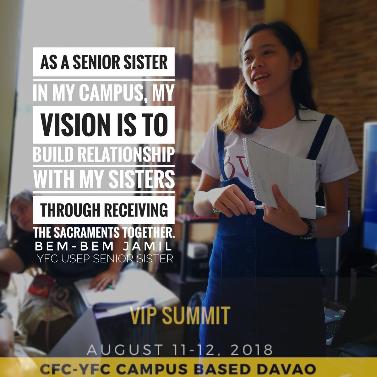 yfccampusdvo's tweet photo. As top leaders in their respective campuses, Kuya Ikoy and Ate Bem shared about their vision in being a mentor of their brothers and sisters in their areas.
#TeamCampusBased
#VIPSummit2018
#MagpaAlagaParaMakaAlaga https://t.co/AoHi1qkyi3