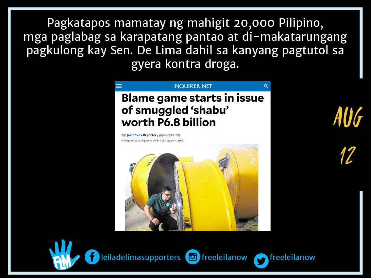 FreeLeilaNow's tweet photo. #Pekeng drug war #pekeng mga kaso laban kay Sen. de Lima https://t.co/Iqu2VgKHS3