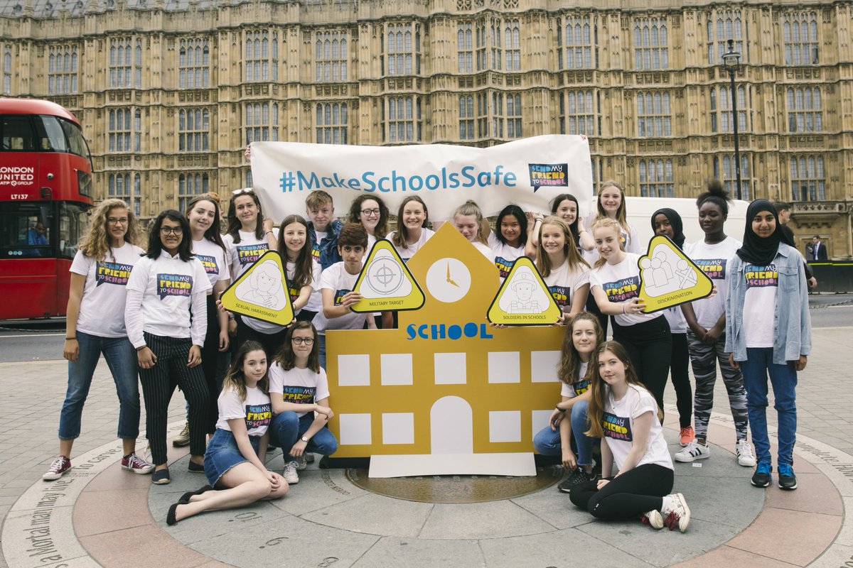 VictoriaExley's tweet photo. Today is International #YouthDay! A big shout out to all the young people who have taken action for @sendmyfriend -you came together from across the UK, united by a drive to keep schools safe around the world. #Inspirational (as are all your amazing teachers for their support!) https://t.co/GKlUp44zwo