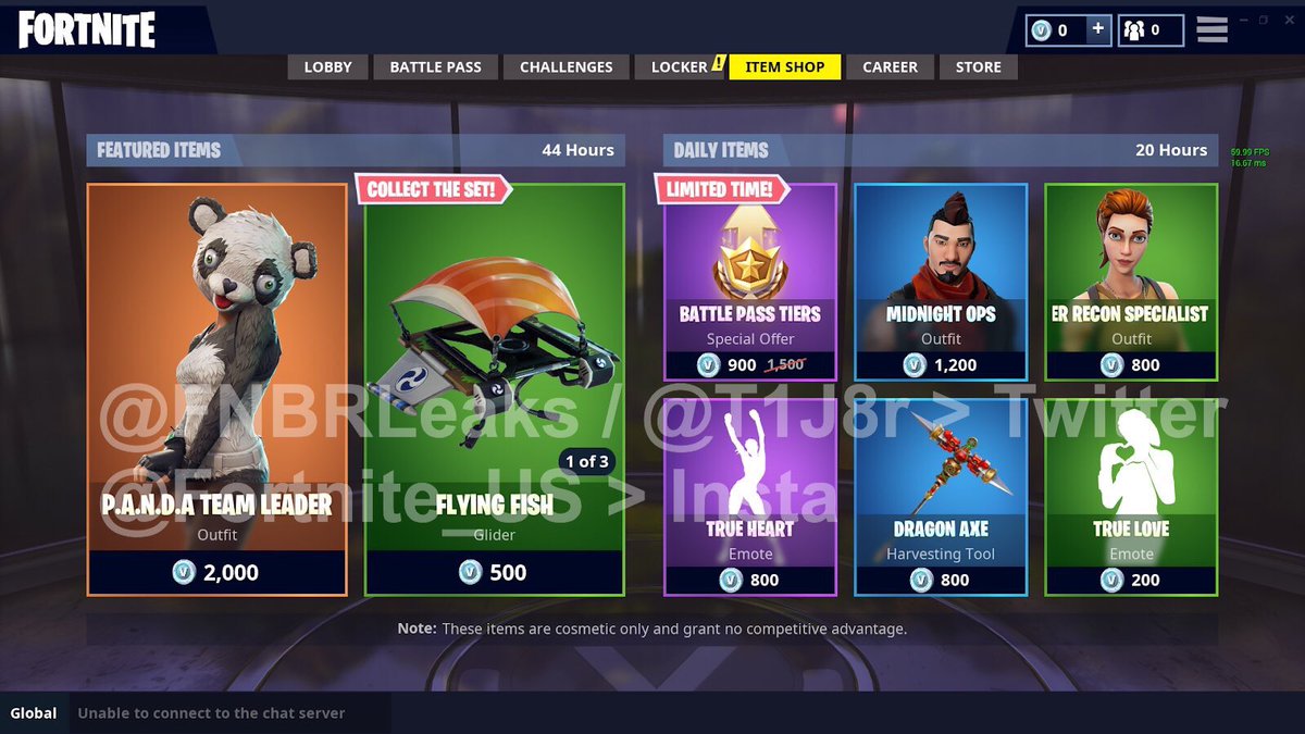 Tienda filtrada del día 18 de agosto #Fortnite