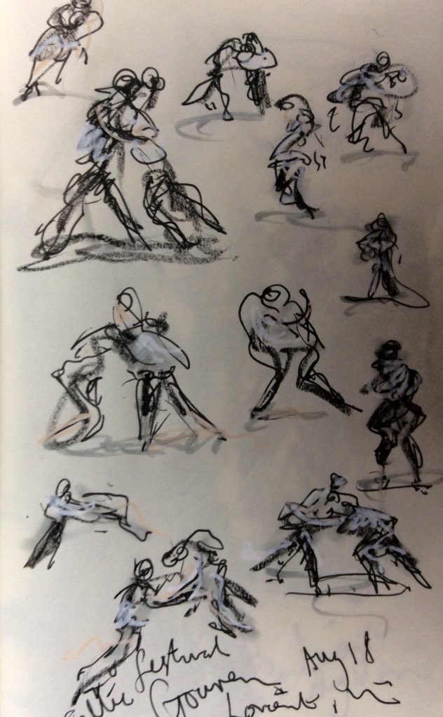 jonwcreative's tweet photo. The action from the Gouran wrestling #gouran #interceltique18 #celtic #cymru @FESTIVALLORIENT @visitwales #illustration #drawing #reportage https://t.co/42Ft1Tof58