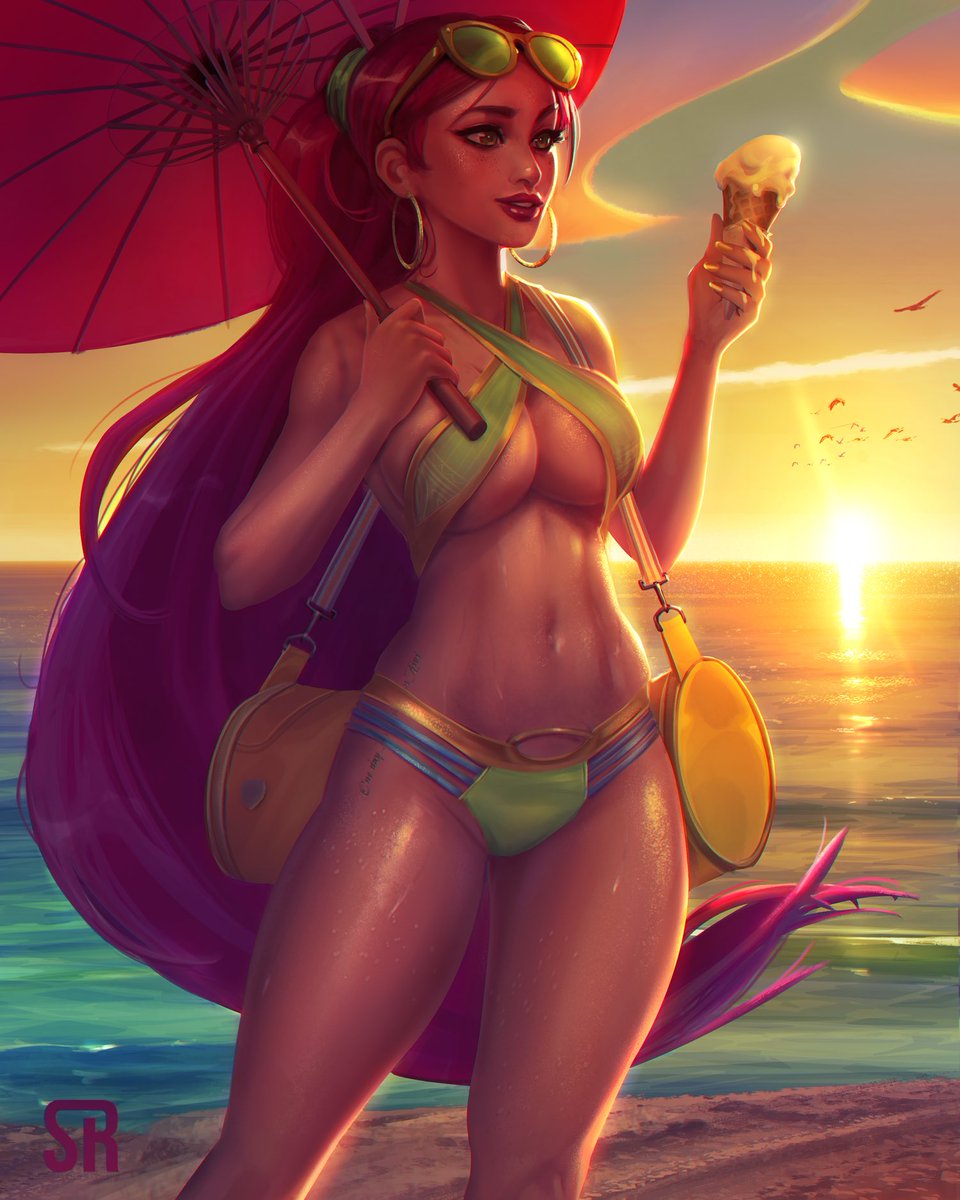 RaySEBASTIEN's tweet photo. colorful work #summer #iceacream #tanendskin #digitalpainting #digitalart #blackartist #umbrella #sunset https://t.co/kCm5eBdiW8