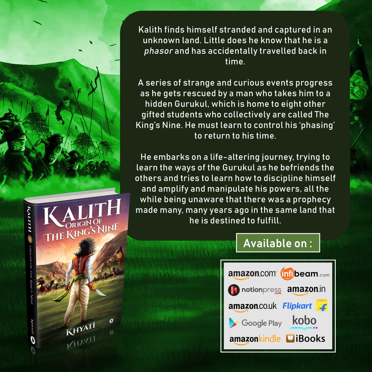 authorkhyati's tweet photo. Hey guys,
This is the blurb of my book Kalith: Origin of The King's Nine ! 😀

Do read the sample chapters and let me know what you think about them!

#KalithOriginOfTheKingsNine #IndianAuthor #AuthorKhyati #Kalith #Fiction #IndianFiction #Bookstagram #Book #Novel https://t.co/31mLi5xBP5