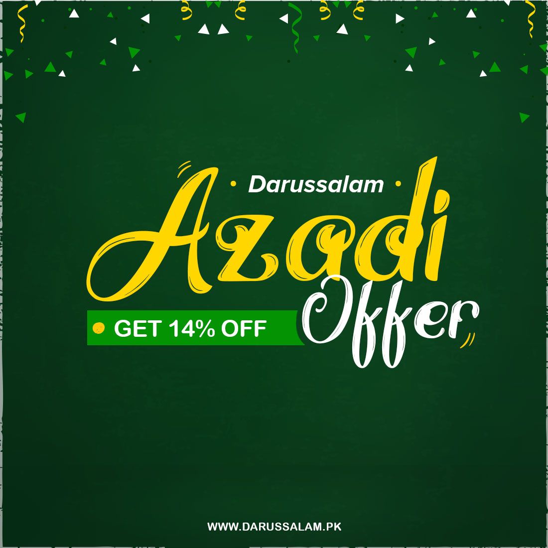 DarussalamSNS's tweet image. Darussalam Azadi Offer
Pakistani: buff.ly/2nsk7t2
Call or WhatsApp: +92 324 230 40 50

#AzadiDeal #AzadiOffer #IslamicBooks #Darussalam