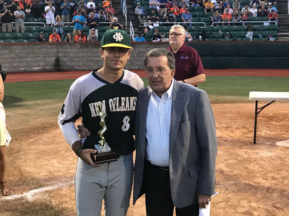masty81's tweet photo. New Orleans slugger Brandon Briuglia named ⁦@aaababaseball⁩ MVP #AAABA2018 https://t.co/lNO8usJbO8