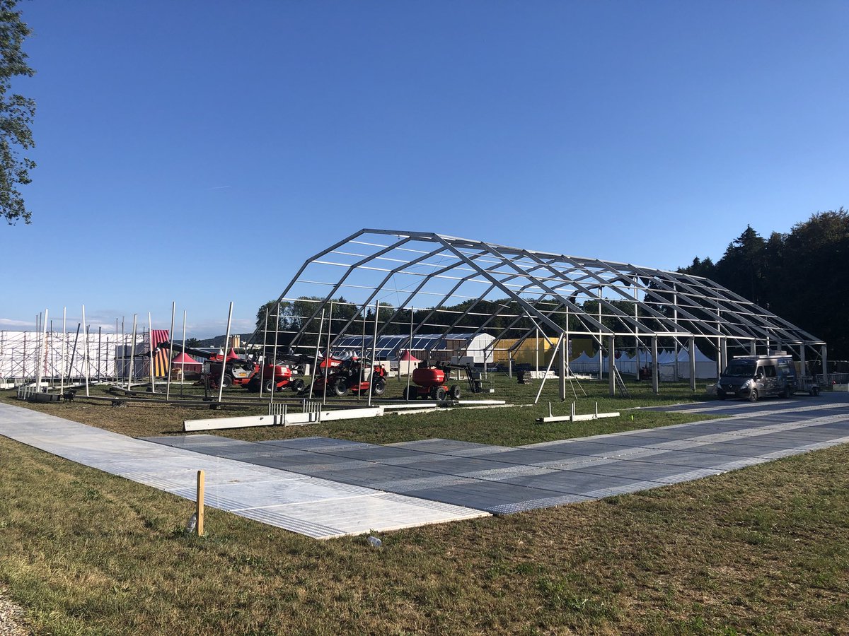 Tbs2015De's tweet photo. Today we are working on Zurich Airforce Festival. Polygonal 40x55 Tent with Grey-Black Roof-Gable and Sides walls.#tent #wesley #TBS #goodworkers https://t.co/91NoDLYKLF