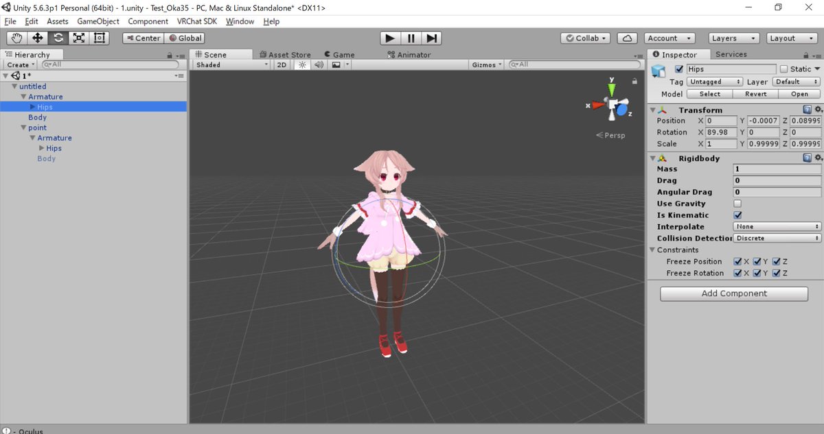 ほたてねこまじん にゃんにゃん デスクトップモードで腕を伸ばすギミックを作りました 腕は頭に追従して動かすことができます デスクトップでもなでなでできる 結構ごり押しだけどちゃんと動いたのでよかた Vrchat