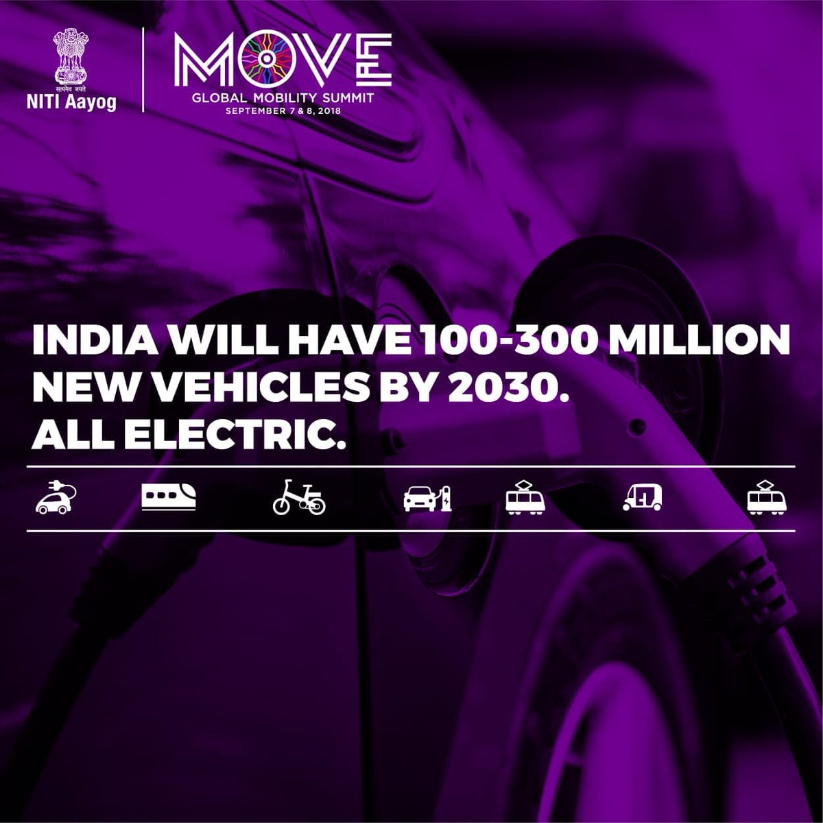 MoveSummitIndia's tweet photo. The #FutureOfMobility, with zero - emissions is just around the corner. With India all set to become home for a large fleet of #EVs by 2030.

Global Mobility Summit, India MOVES ahead! #GMS2018

Read the full report by @BrookingsInst here: https://t.co/Okgo8l9qlI https://t.co/keZg2HxJNT