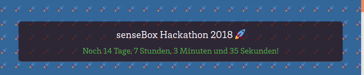 SenseBox_De's tweet photo. Der Countdown läuft! In 2 Wochen startet unser #senseBox #Hackathon. Vom 26.-28.08. können Teilnehmende Ideen entwickeln, um den #Weltraum zu erforschen. Dank Sponsoren wie @AWS_Germany gibt es tolle Preise zu gewinnen! Anmeldung zum #spaceHack18 unter https://t.co/BhvfLHeF6R https://t.co/0ipl6SFSmq