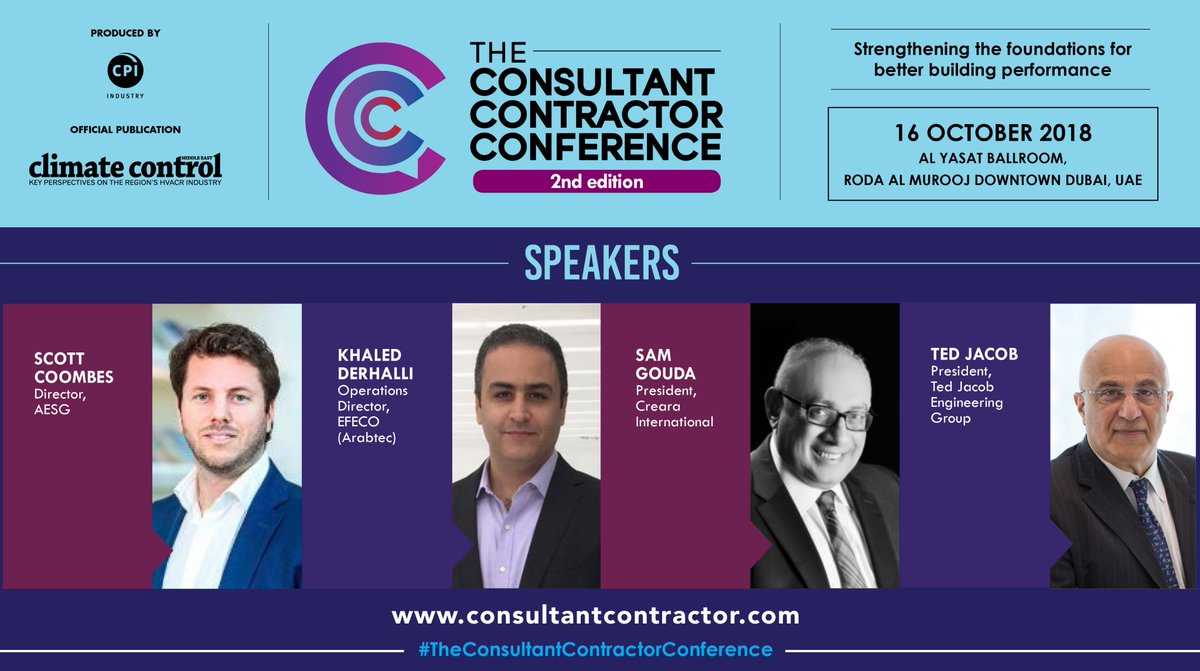 ccmenews's tweet photo. Meet our speakers!
https://t.co/7oER2EfCvX
#HVACR #HVAC #ClimateControlMiddleEast #airconditioning #refrigeration #TheConsultantContractorConference
Attendance is free for all, except HVACR manufacturers and suppliers. https://t.co/qnjZoJRHd0