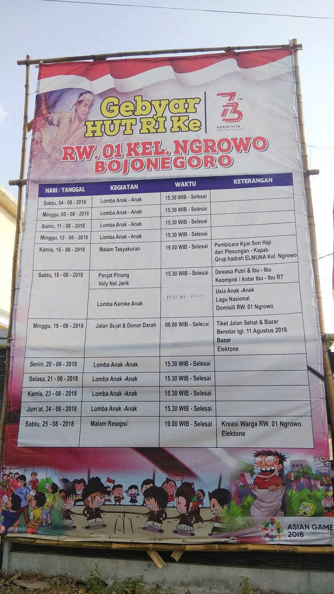alitspy's tweet photo. @MalowopatiFm 
Titip info ya, kemeriahan HUT RI Tahun 2018 di RW.1 Kel. Ngrowo Kec. Bojonegoro
Yang mau ikut atau mau nonton monggo...
@iwansiswoyo 
@OkitaSun 
@Miss_liaYunita 
#HUTRI2018
#KemerdekaanRI73 https://t.co/89J04O9W8E