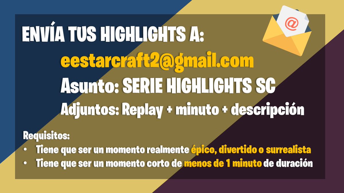 EES_sc2's tweet image. ¿Has tenido algún momento épico, divertido o WTF jugando a Starcraft 2? Si quieres formar parte de la siguiente serie de 🌟SC Highlights🌟, mándanos tu momento a: eestarcraft2@gmail.com Requisitos en la imagen 👇