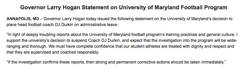 Governor Larry Hogan On Twitter My Statement On University