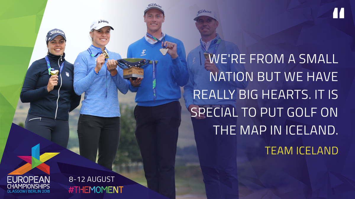 Icelandic athletes continue to defy the odds.

335,000 people, four gold medalist golfers. 

#EC2018 #TheMoment