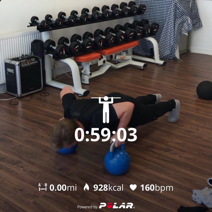 BoxFitLdn's tweet photo. Just over 900 #calories burned in under 1 Hour with a mixture of #kettlebellworkout #slamball #bugarianbag tracked by #polarbeat #polar #polartraining #boxingfitnesslondon #boxing #crossfit #circuttraining #fitfam #fitfun #fitnessmotivation #dicipline #fitnessmotivation https://t.co/bpQq9Kuidv