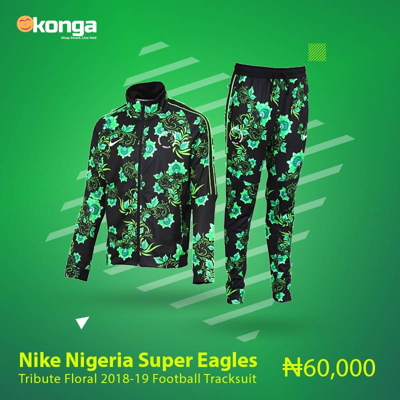 ShopKonga's tweet photo. Yes asked, we deliver! Order your Nigeria Super Eagles Tribute Floral 2018-19 Authentic Tracksuit at β¦60,000 only. Shop now - https://t.co/A9PKMa6JQk
#FootySeasonIsBack #TryKonga https://t.co/NAtn9oJ5XQ